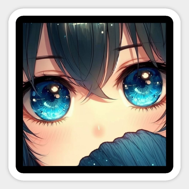 Anime Eyes - Sad Girl Blue Sticker by AnimeVision